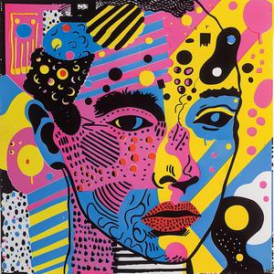 album  cover  colorful  woman  chaos  flowerpunk  Risograph  Symbolist  hyper-realistic  face 1078037