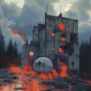 painting  building  fire  flames  red  orange  abstract  urban  intense  dramatic 1040179