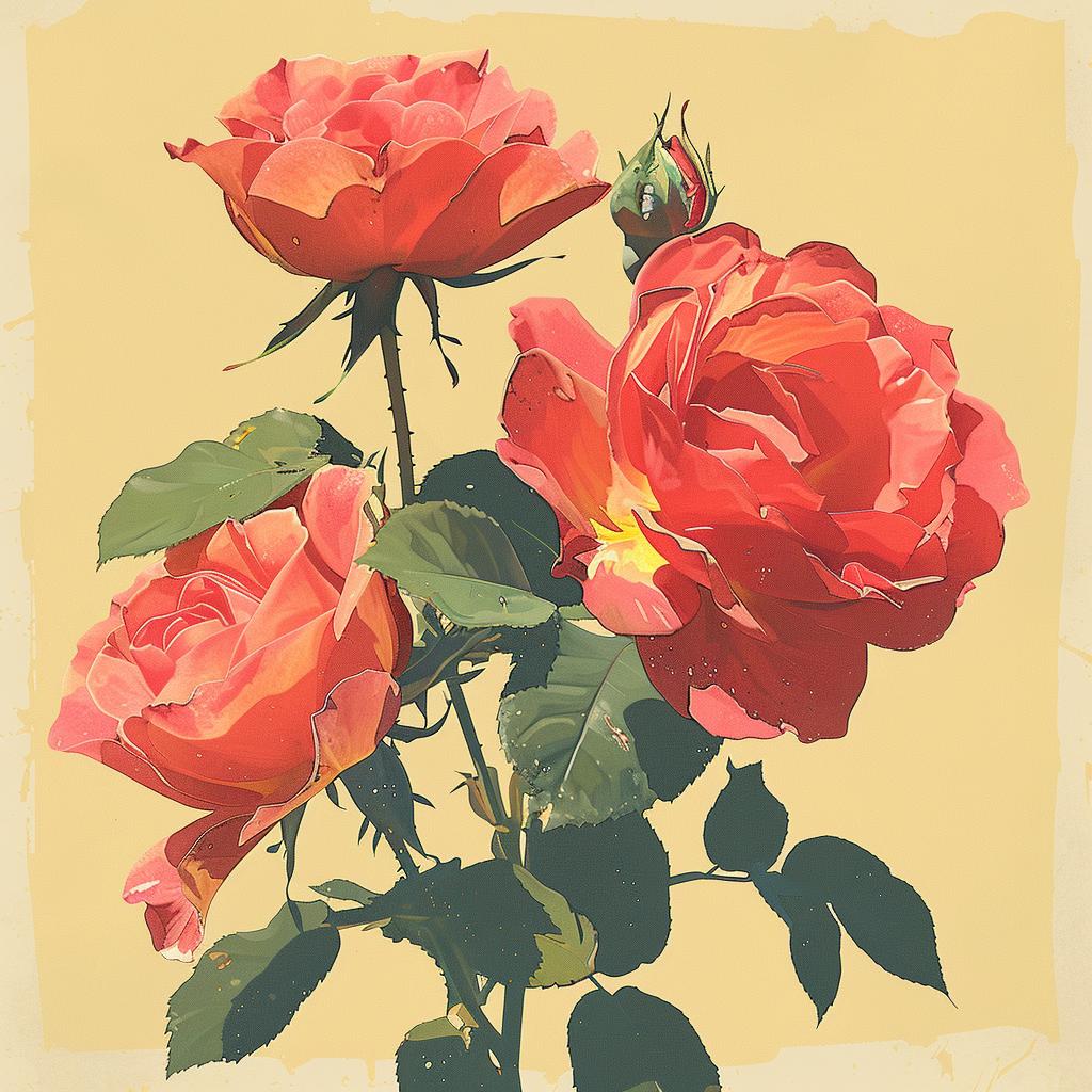 rose  red  illustration  yellow  floral  artistic  nature  colorful  detail  design 971879