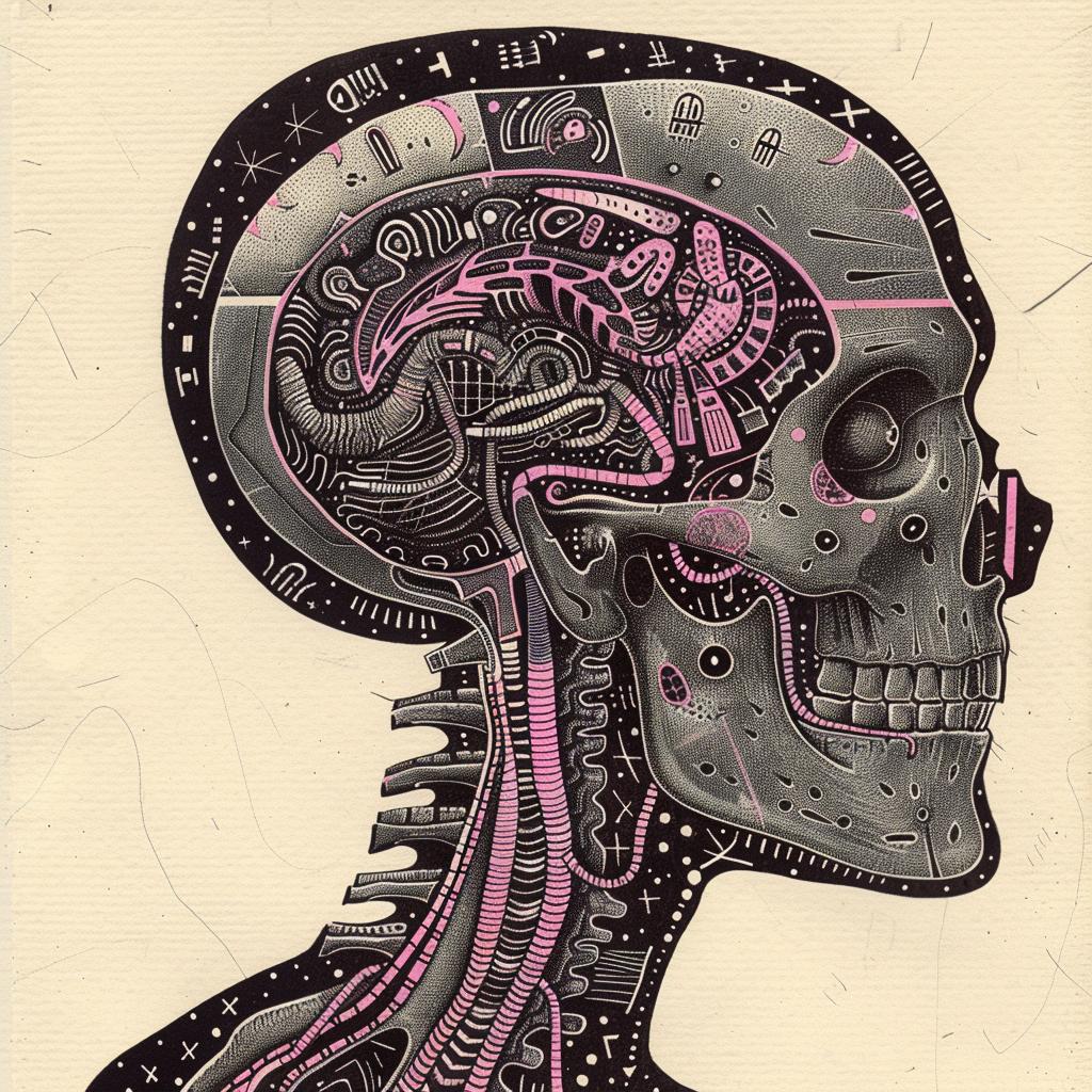 skeleton  brain  drawing  psychedelic  silhouette  detailed  Kandinsky  art  abstract  conceptual 916134