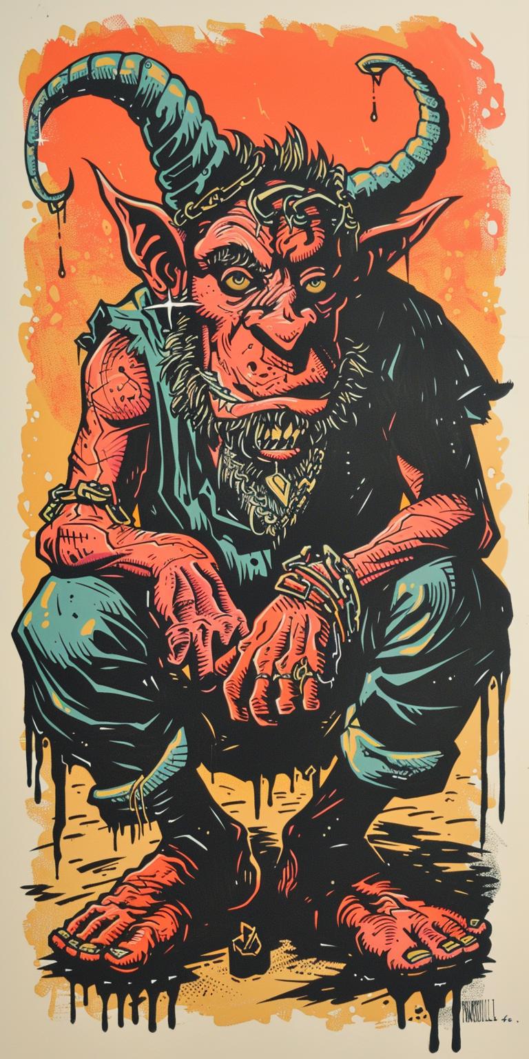 Rockwell  naturalistic  spiritual  demon  chains  occult  black  red  terror  poster 930137