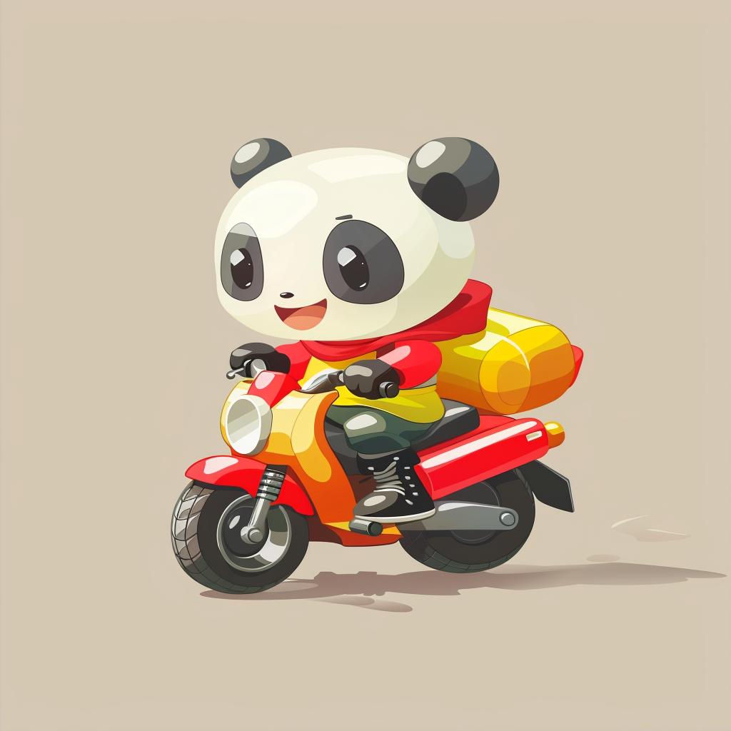 panda  motorcycle  cartoon  cute  animal  whimsical  playful  character  fun  design 939791
