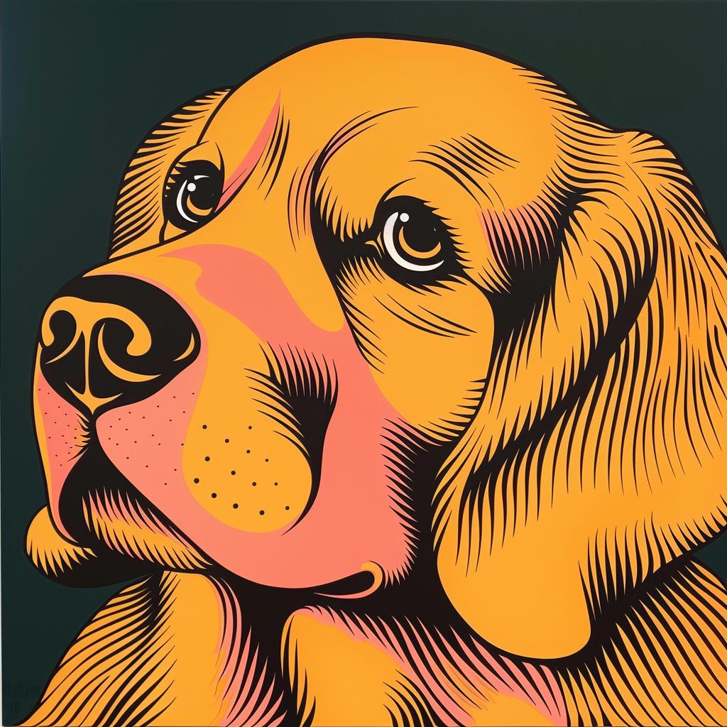 dog  golden  retriever  painting  black  background  canine  pet  portrait  artwork 1024000