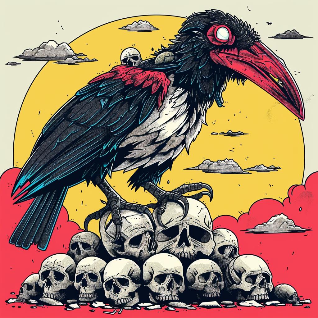 mythical  bird  creature  skullpile  terrifying  dark  gothic  surreal  Todd McFarlane  illustration 927811