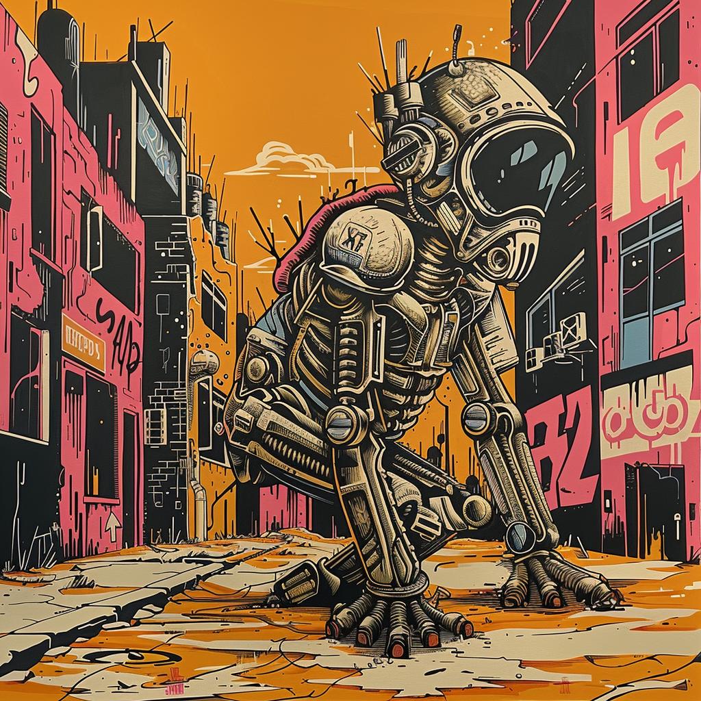 robot  street  buildings  aggressive  urban  art  modern  dynamic  style  graphic 949023