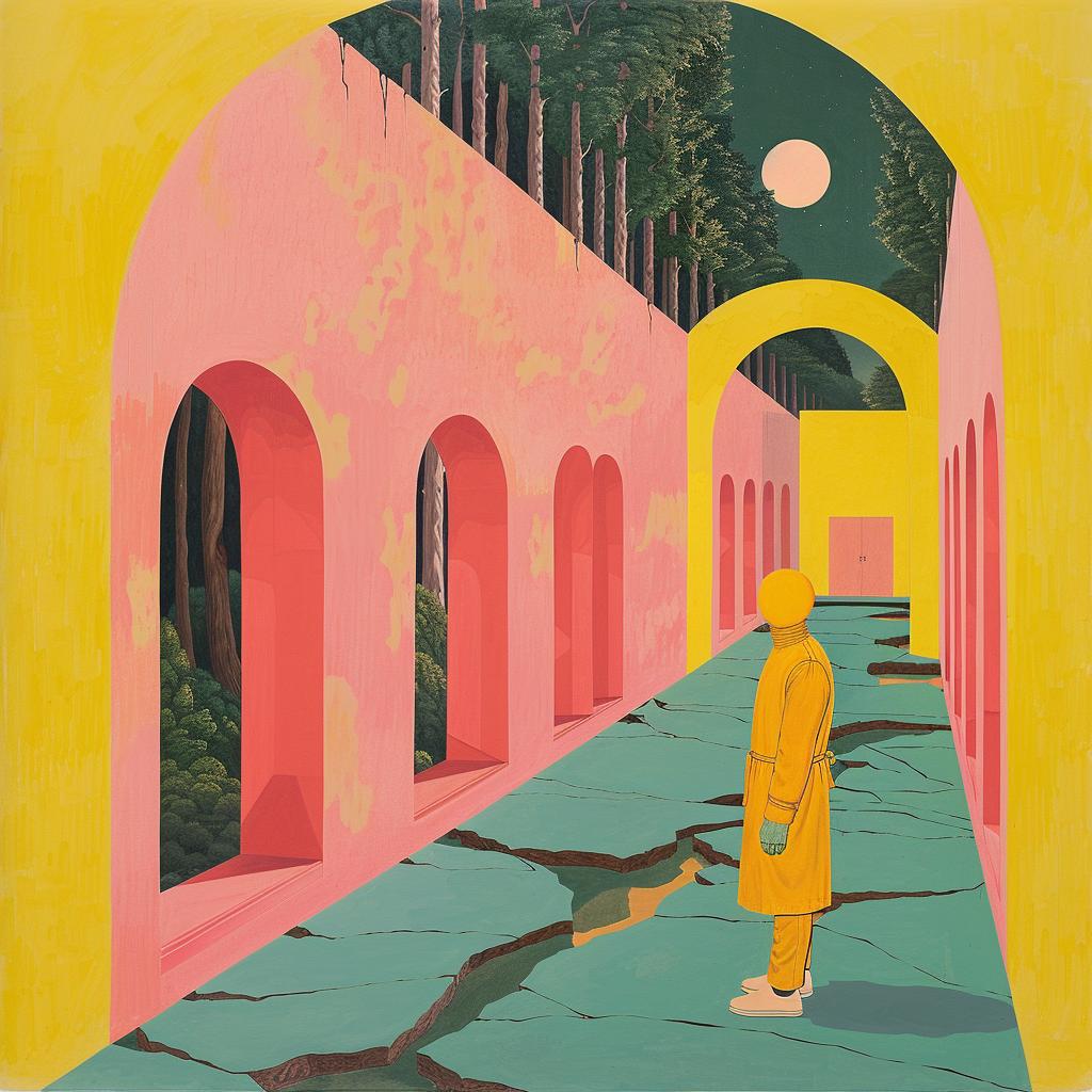 surreal  man  archway  painting  creative  colorful  abstract  dreamlike  album  cover 1019108