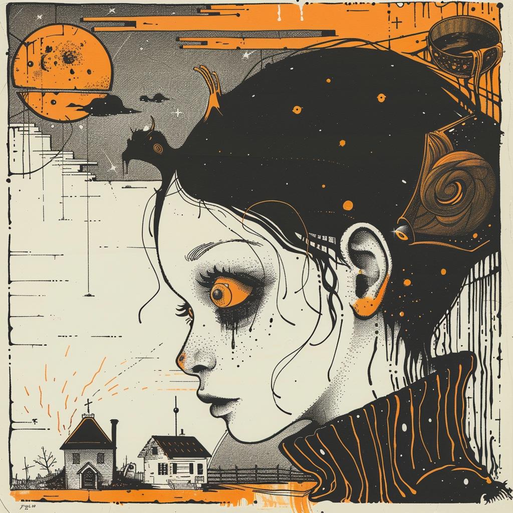 surreal  occult  dark  arts  girl  dress  black  orange  creative  imagery 928816