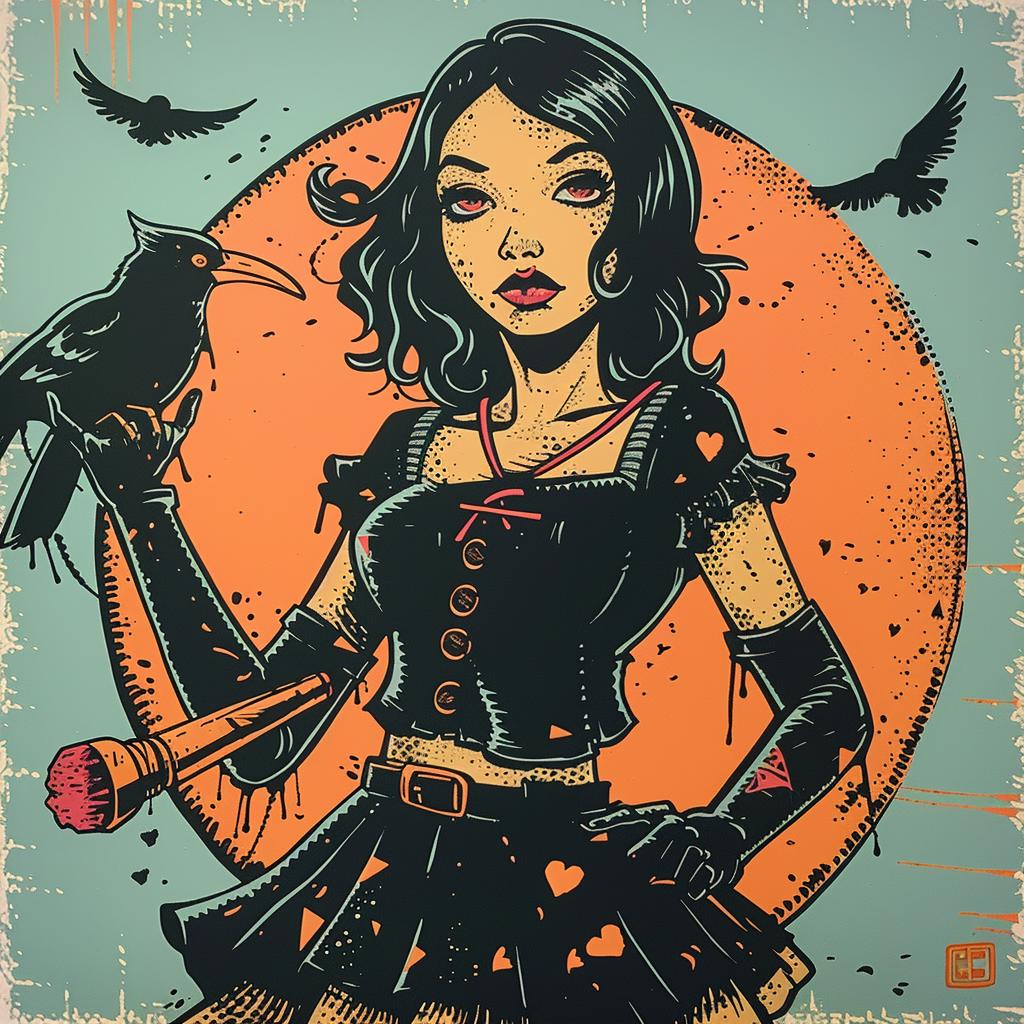 girl  crow  poster  illustration  whimsical  dark  character  surreal  fantasy  chris 926409