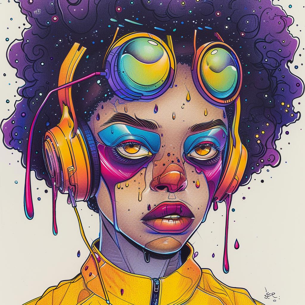 Pop  Art  DJ  afro  headphones  makeup  colorful  woman  portrait  art 939138
