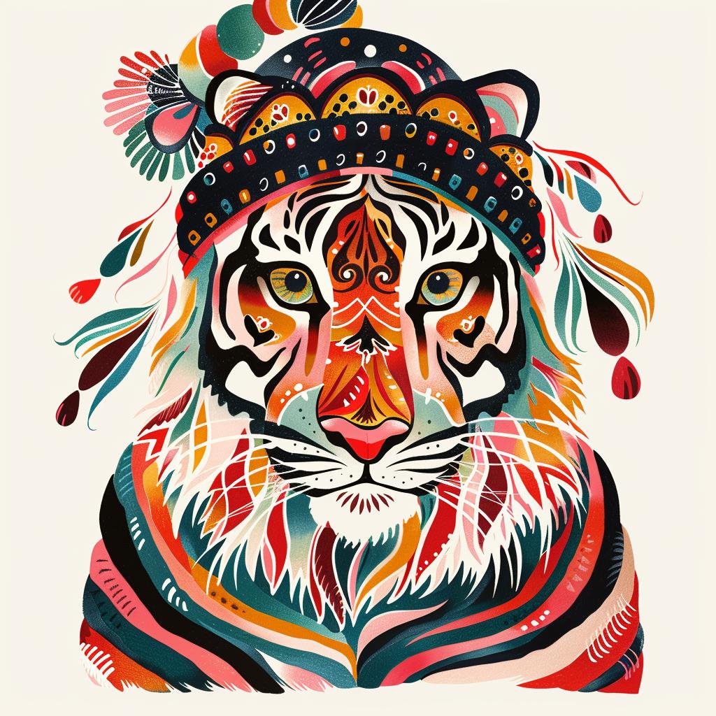 tiger  knit  cap  colored  feathers  hat  playful  vibrant  animal  nature 940807