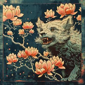 wolf  lotus  poster  chromolithography  art  nature  floral  design  colorful  print 1056706