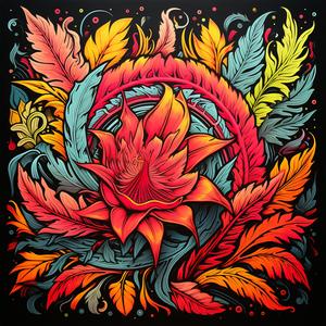 floral  design  colorful  black  background  neon  minimal  art  tattoo  shape 1078650