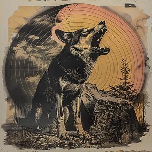 wolf  howling  moon  poster  symbolist  surreal  album  cover  risograph  art 1036936