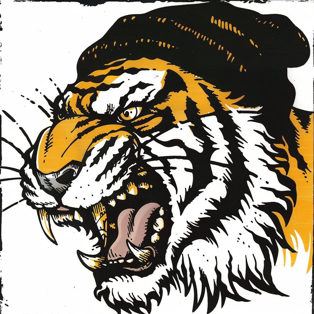 tiger  hat  scarf  creature  Jack Kirby  1950s  comic  vibrant  illustration  portrait 920355