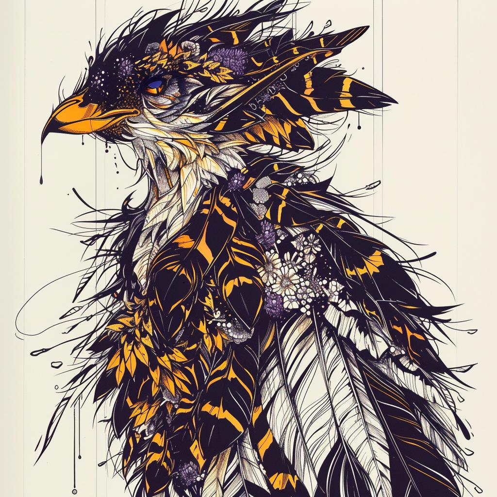 bird  feathers  mythical  creature  hybrid  fantastical  design  unique  artistic  imagination 952566