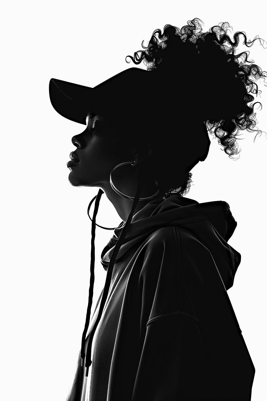 woman  hoodie  hat  silhouette  African-American  vector  minimalism  white  background  fashion 954222