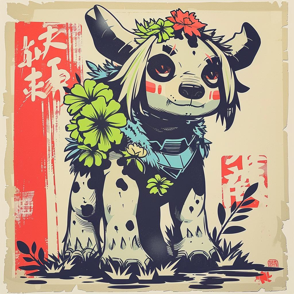mythical  dog  flowers  hybrid  creature  unique  fantastical  nature  symbol  art 941244