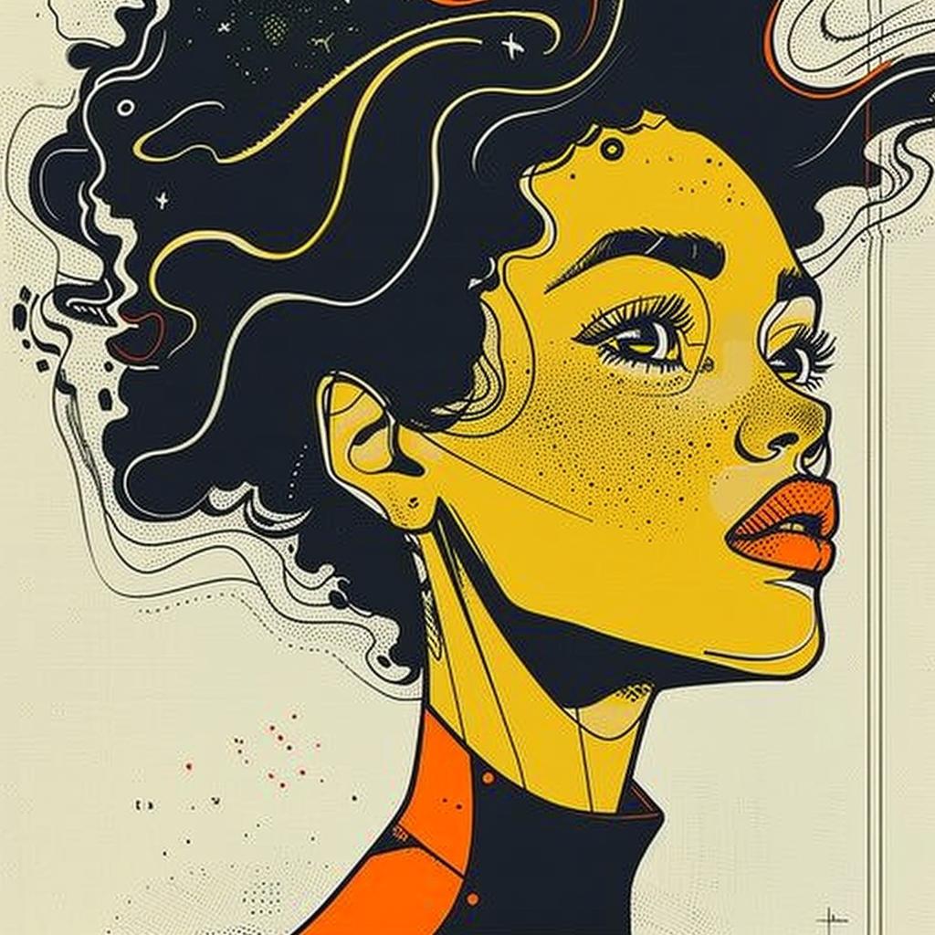 Pop  Art  model  afro  hair  woman  Patrick  Nagel  illustration  white 938250