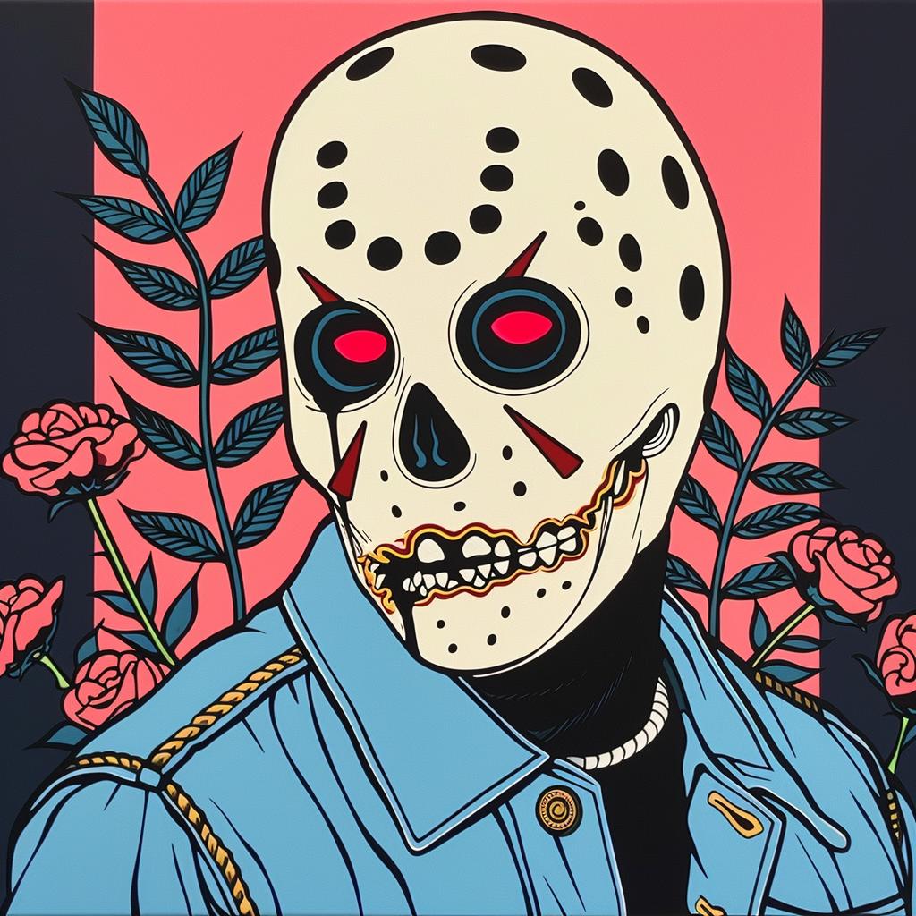 Jason  Voorhees  Mask  Denim  Jacket  Painting  Character  Horror  Film  Visual 973162