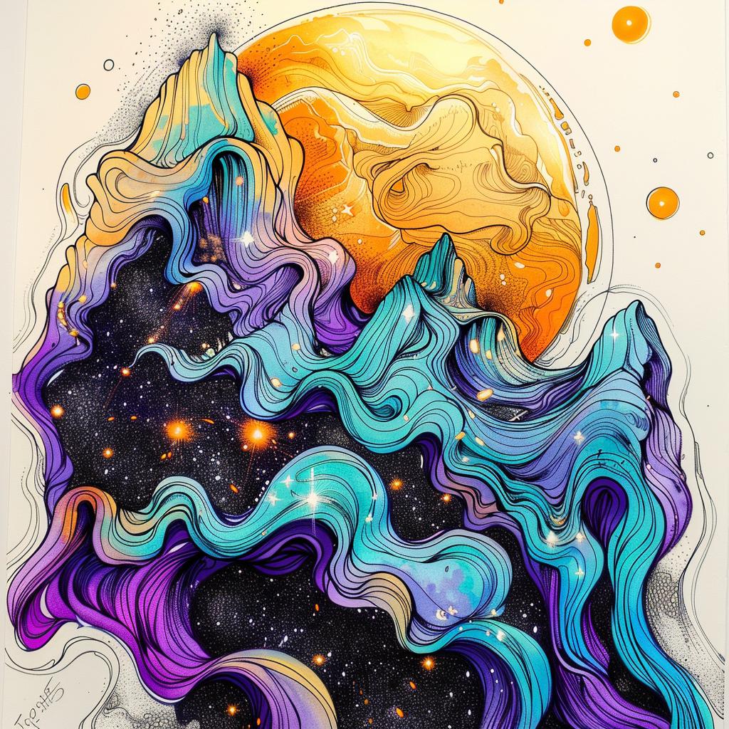 album  art  flowerpunk  mountains  stars  moon  night  sky  landscape  abstract 941697