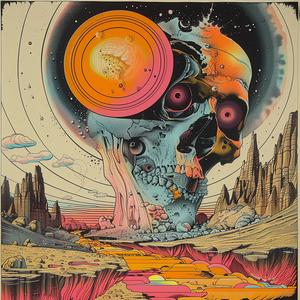 psychedelic  poster  skull  planet  art  symbolist  creative  Risograph  colorful  illustration 1036978