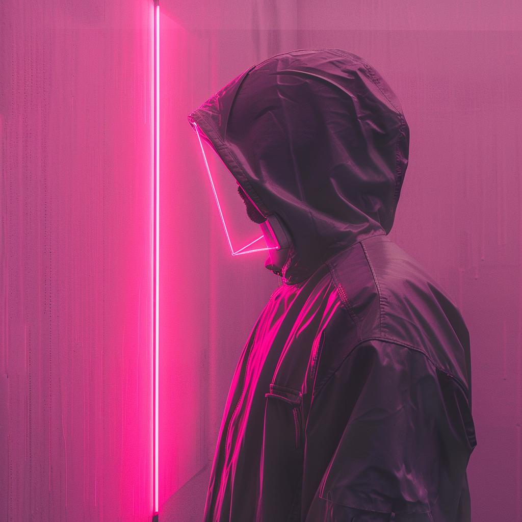 creative  surreal  album  cover  neon  jacket  man  hoodie  pink  light 976685