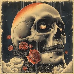 skull  roses  clouds  dark  floral  tattoo  graphic  design  art  synthwave 1038745