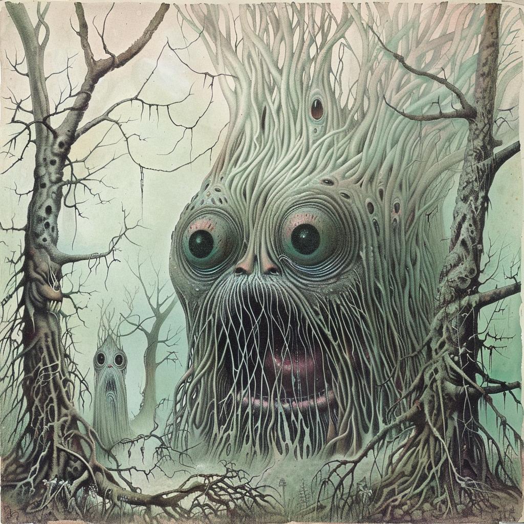 tree  eyes  face  painting  monster  horror  nature  strange  weird  fantasy 945448