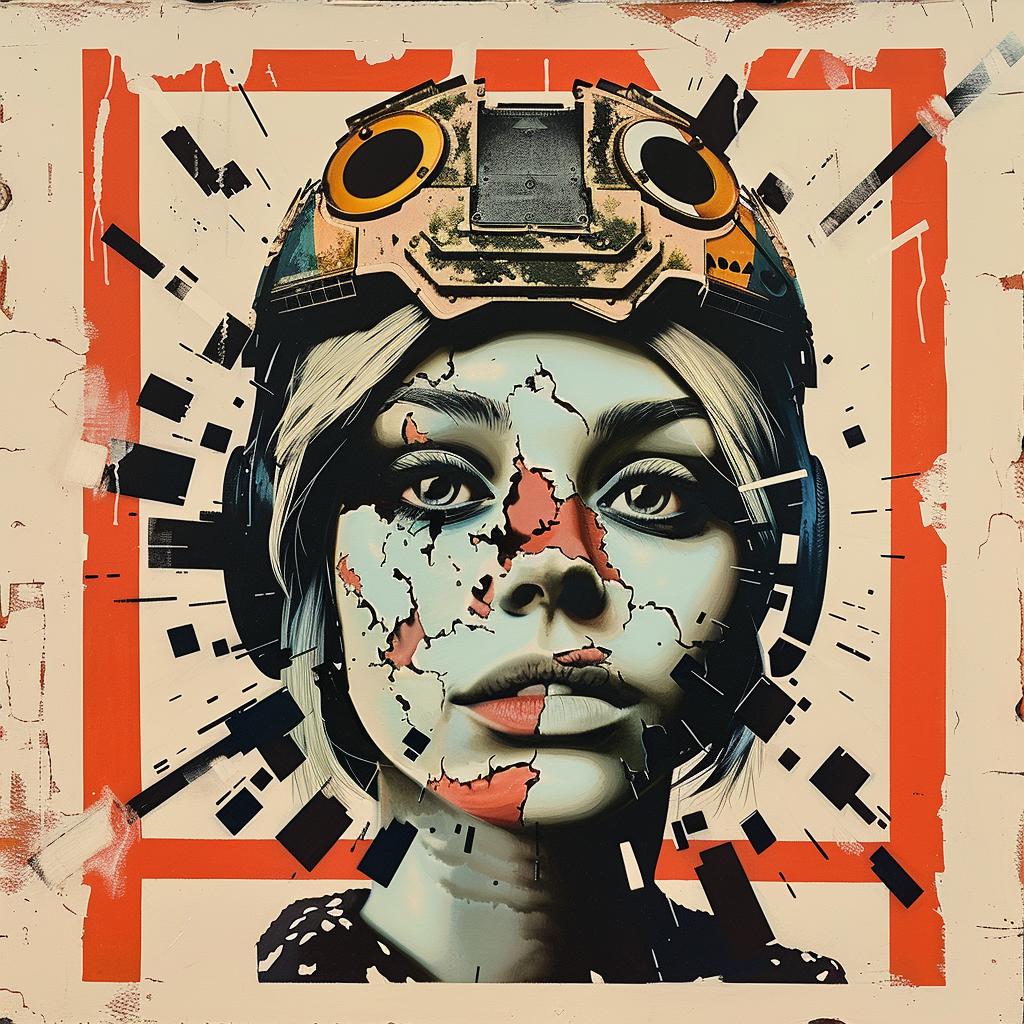 poster  woman  helmet  face  graffiti  colorful  street  art  expression  bold 1015678
