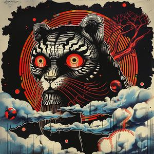 tiger  poster  synthwave  abstract  dark  geometry  ocult  symmetry  orange  blue 1038676