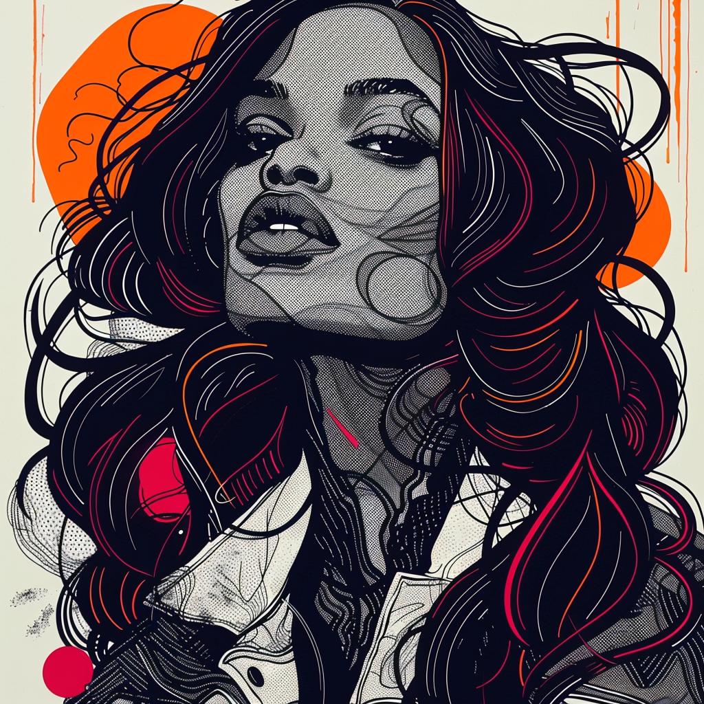 PopArt  ViolaDavis  AfricanAmerican  model  longhair  TroyBrooks  whitebackground  redorange  abstract  colorful 938979