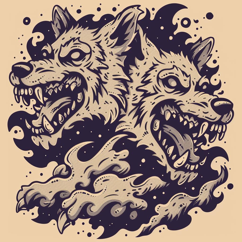 mythical  wolf  creature  terrifying  Todd  McFarlane  duality  illustration  fantasy  conjoined 930947