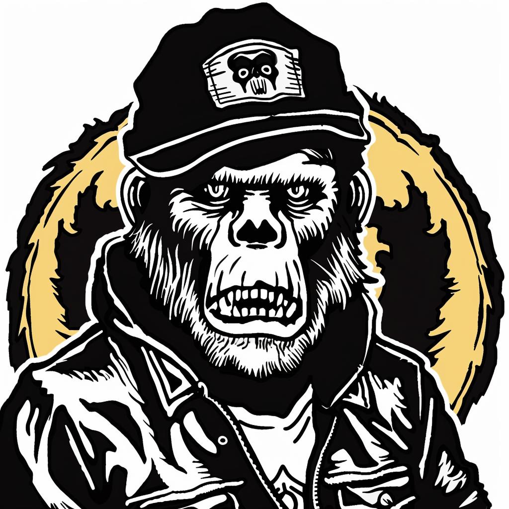 gorilla  cap  jacket  casual  animal  cool  graphic  illustration  portrait  stylized 1032958