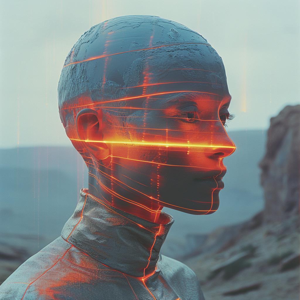 woman  glowing  red  lines  face  surreal  photography  NYC  cyborg  art 1031780