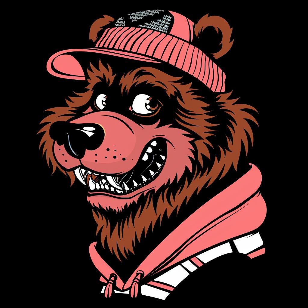 aggressive  streetwise  bear  animal  cap  hoodie  minimal  teal  urban  illustration 959095