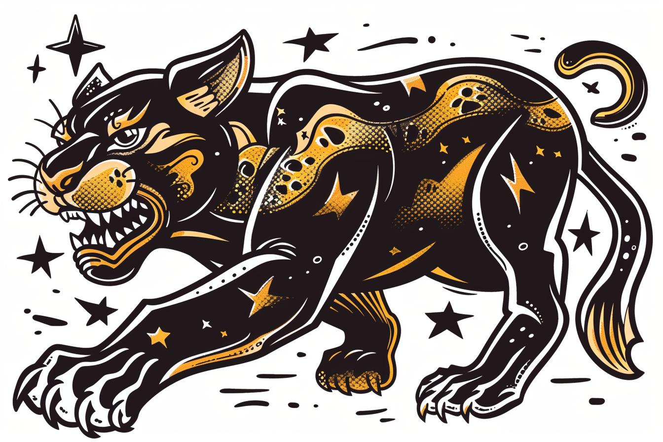 panther  tattoo  sailor  jerry  black  stars  design  wildlife  stylized  vintage 943501
