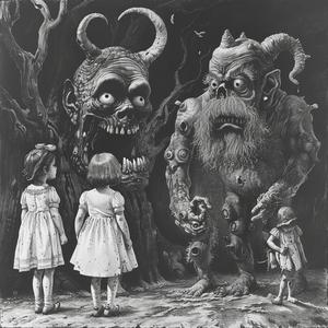 drawing  demon  children  Maurice  Sendak  black  white  illustration  dark  narrative 1075429