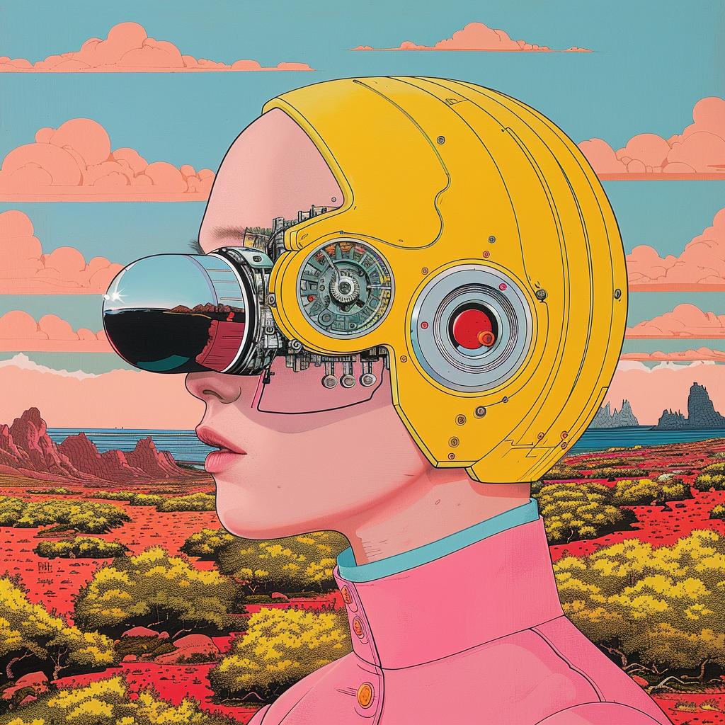 surreal  album  cover  Joan  Cornella  woman  helmet  goggles  desert  creative 1019293