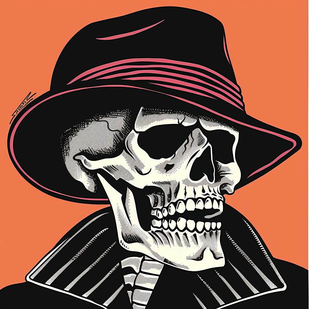 skull  hat  black  jacket  character  edgy  art  illustration  graphic  whimsical 940125