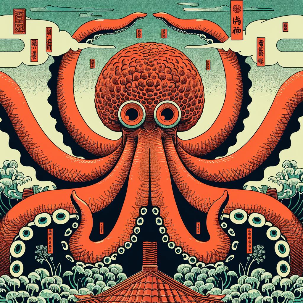 octopus  design  house  background  symmetrical  colors  occult  bold  japanese  elements 945698