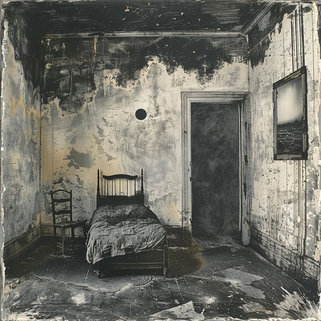 كرسي سرير لغرفة نوم بطبعة كتلة سريالية من AlecSoth بلون أبيض وأسود أحادي اللون بتصميم داخلي 970126