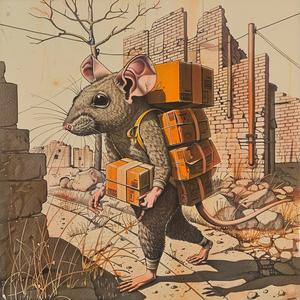 mouse  suitcase  painting  animal  urban  delivery  whimsical  transport  illustration  funny 1037210