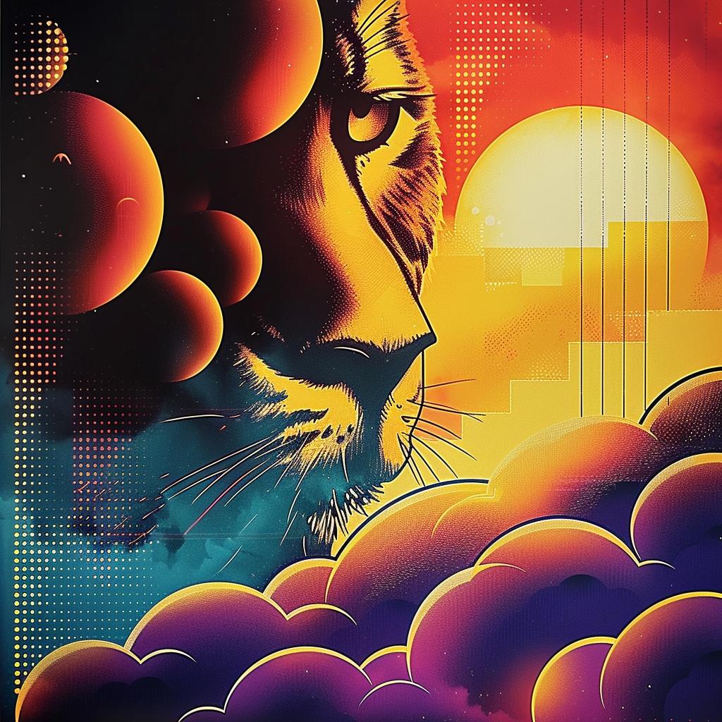 lion  painting  clouds  vibrant  wildlife  landscape  dramatic  colorful  nature  realistic 967745