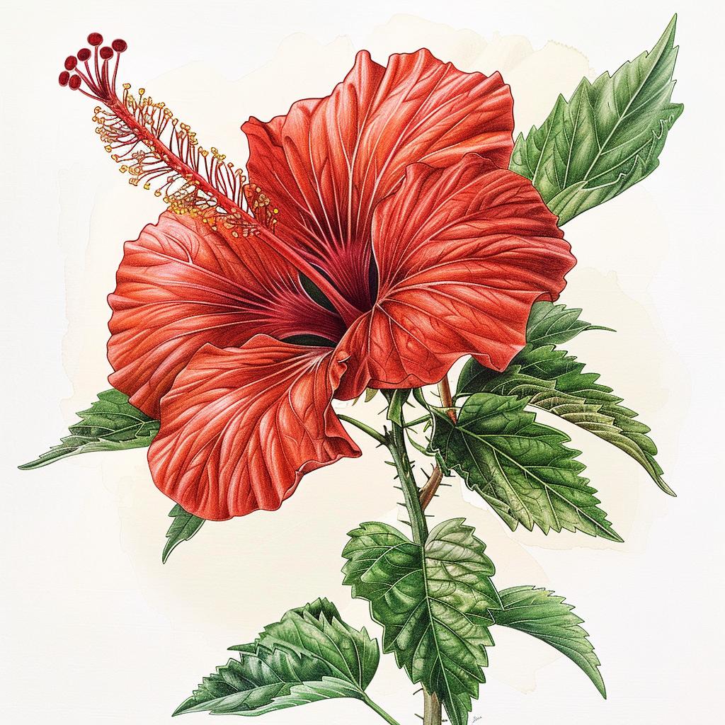 botanical  hibiscus  flower  red  illustration  Codex  drawing  nature  white  art 971407