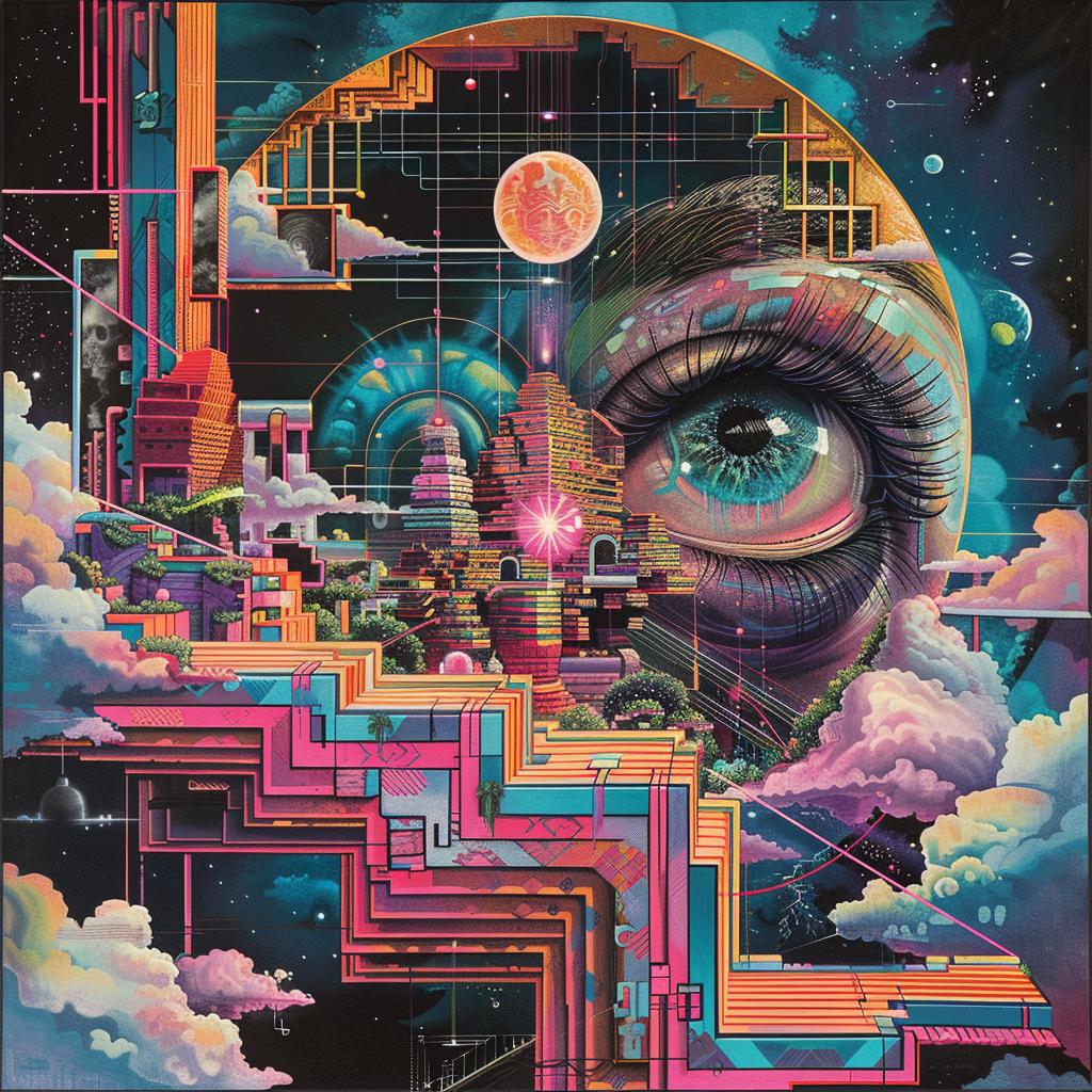 album  cover  person  psychedelic  painting  trippy  Nychos  geometric  1980s  art 960727
