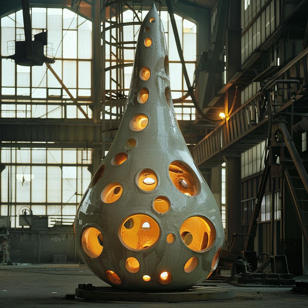 sculpture  ceramic  factory  futuristic  lighting  gold  steel  glow  industrial  photo 965056