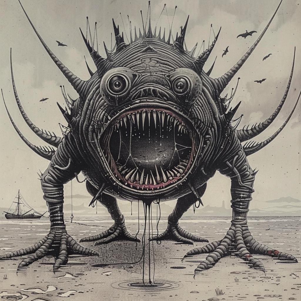 1917  horror  monster  drawing  fish  weird  illustration  open  mouth  art 946729