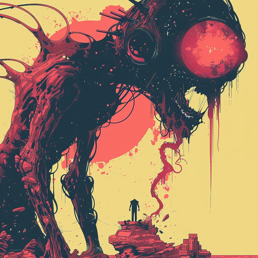 album  cover  surreal  monster  screenprinting  chromoluminosity  Saul  Bass  cyborg  art 960924