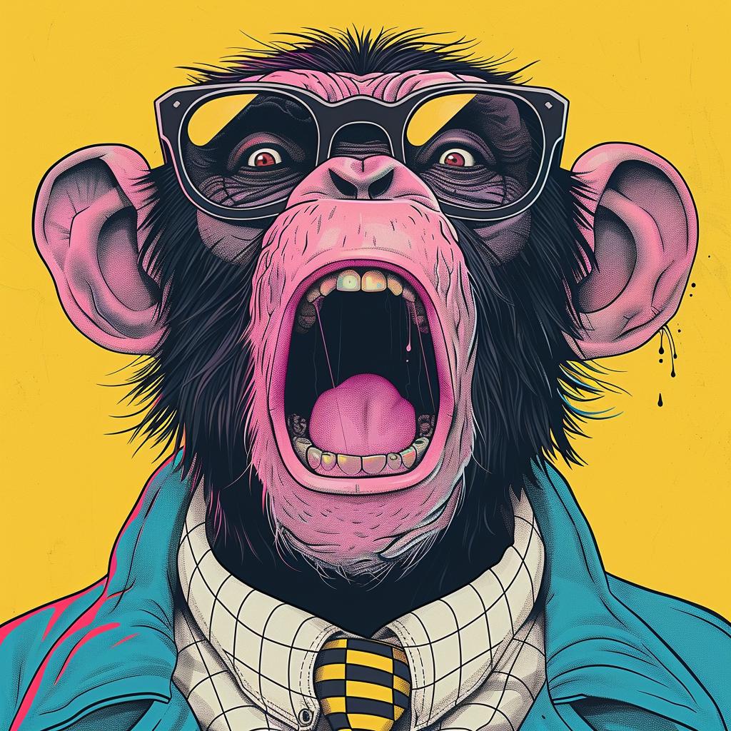 chimp  glasses  tie  humorous  satirical  80s  motif  naturalism  dark  art 923654