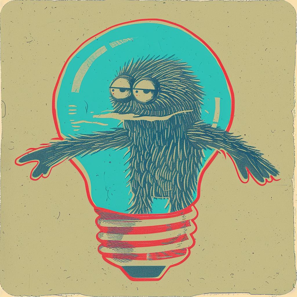lightbulb  liquid  cartoon  monster  drowning  surreal  symbolic  emotional  playful  conceptual 940677